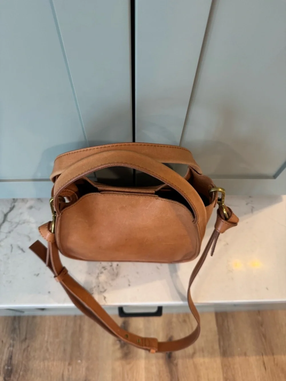 Madewell the Sydney amber brown crossbody leather bag - Picture 6 of 8